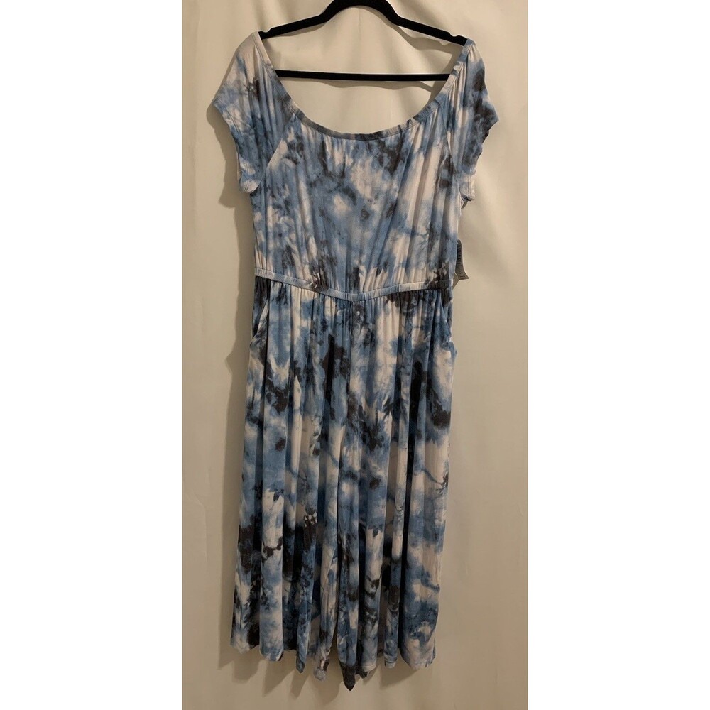 Torrid Size 1X Super Soft Knits One Piece Jumper Romper Blue Tie Dye New
